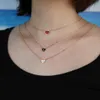 Collier en argent sterling 925, bijoux, pendentifs en forme de cœur blanc/noir/rouge avec émail et accessoires de cou pour amoureux de CZ Q0531