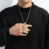 18K guldpläterad Stor storlek Jesus halsband Hängsmycke Soild Back Mens Hip Hop Smycken Present med repkedja