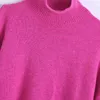 Wixra Soft Swetry Solid Half High Collar Pullover Kobiety Grube Ciepłe Dzianiny Jesień Zima Kobieta Streetwear Top 211221