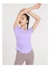 Kvinnor Toppar Tees Kläder Designers Kläder T-shirt Självodling Yoga Sport Fitness Running Snabbtorkande Elastisk V-Neck Figur Kvinna Kortärmad