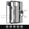 Coque arrière rigide transparente pour iPhone, compatible modèles 12 mini, 6, 6s, 7, 8 Plus, X, XS Pro Max, XR, 11, pare-chocs en caoutchouc, anneau rotatif à 360 degrés, support magnétique