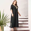 Casual jurken vrouw vintage zomerjurk, lang elegant met kant, schede verdeeld, half zwarte mouw, maxi feest, afstuderen rur5