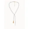 cadena larga perlas imitación coreanas, collar colgante concha de aleación bohemio para boda