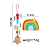 2021 regenbogen infant Nippel clip + baby beißring 2 teile/satz silikon zahnen perlen Holz Neugeborenen Schnuller clip baby schnuller kette