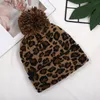 Leopard Print Knit Cap Women Pom Pom Ears Winter Warm Hat Beanie DoubleLayer Wool Ball Caps 4 Styles 324 N22538861