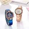 Conjunto de reloj de lujo para mujer, 6 piezas, magnético, cielo estrellado, mujer, cuarzo, relojes de pulsera, moda femenina