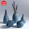 Blå frostat keramiska vaser Blommabehållare Tabletop Vase Classic China Arts and Crafts Home Decor Inredning Creative Gift LJ201208