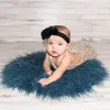 Baby Round Blanket Long Pile Faux Fur Photography Prop Newborn Photo Shoot Background Basket Filler Fotografia Accessories 201111