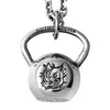 Collier Kettlebell Fitness pour hommes et femmes tête de rhinocéros pendentif en acier inoxydable mygrillz 20101463782374071949