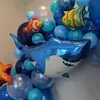 101pcs Ocean world Tema Under The Sea animale Palloncini blu scuro Kit ghirlanda Decorazioni per feste di compleanno Bambini baby shower party 211216