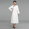 Monglian style casual dresses Women spring autumn Modern vestido stand collar vintage gown Asian Suede elegant clothing