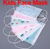 DHL Free Child Fashion Student Kids Engångs ansiktsmask med elastisk öronslinga 3 skikt för att blockera dammluft Anti-föroreningar Masker
