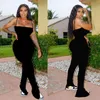 Haoyuan Sexy Bodycon Stacked Jumpsuit Dames Zomer Backless Body Overalls One Peice Ruched Leggings Pants Rompers Club Outfits T200509