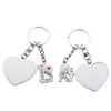 2 pezzi / set moda fai da te sublimazione portachiavi cuore vuoto portachiavi di design Transter termico Forever Love You per donna uomo portachiavi argento amanti portachiavi gioielli