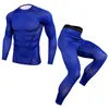 Män 2 PC Set Cycling Compression Sportswear Clothing Rashgard Male Breattable Gym Running Tshirt Tights Training Jogging Suit773337329445