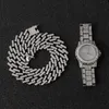 Collana Hip Hop Orologio Bracciale Bling Iced Out Miami Zircone Cubano Polo pavimentato con strass Collana con bracciale per uomo Gioielli2732380