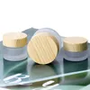 Frosted Glass Cream Jar Skin Care Eye Cream Refillable Bottle Cosmetic Container with Wood Grain Lid 5g 10g 15g 30g 50g WB2813