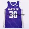2020ニューカンザス州のワイルドキャッツカレッジバスケットボールジャージーNCAA 30 Beasley Purple Blackすべてステッチと刺繍の男性青少年サイズ