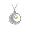 Zemior 925 Sterling Silver Moon en Star Ketting Charms met 5A Clear Cubic Zirconia Circle Hanger Kettingen Fijne Sieraden Q0531