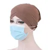 Kepahoo Kobiety Turban Head Wrap Kapelusz z Przyciskiem Headwear Headscarf Bonnet Wewnętrzny Hidżab Czapka Muzułmańska Hidżab Chemo Czapki Turbantes Czapki