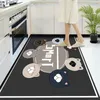 Anti-Slip Kitchen Matta Svart Vit Marmor Havsvåg Tryckt Ingång Dörrmatta Golvmattor Mattor för vardagsrum Badrumsmatta 220301