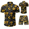Moda erkek kıyafetler yaz çiçek tişört erkekler ince uygun sıradan gömlek erkek pamuk kısa kollu tişört sportwaer eşofman lj201117