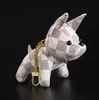 2021 diseñador Animal de dibujos animados pequeño perro llavero accesorios llavero PU cuero carta patrón coche llavero joyería regalos sin caja