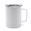 10OZ Sublimation tasse à café en acier inoxydable tasse à boire poignée blanc transfert thermique gobelet Auto tasse LLA36