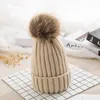 7 kleuren winter vrouwen meisjes gebreid hoed warm pom pom grote bont bal wol hoed dames schedel muts solide crocet vrouwelijke buiten caps M1050