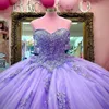 Robes de Quinceanera violet clair paillettes chérie Appliques robe de bal princesse pour les filles douces 16 robe 15 ans robes