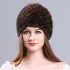 Quality imported mink casual beanie hat sleeve head cap mink pineapple pattern knit hat Y2010248789359