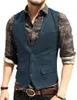 Gilet da uomo Gilet con scollo a V Lana a spina di pesce Tweed Gilet casual Formale Business Groomman per verde/nero/marrone/caffè