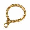 Collier de chien en acier inoxydable doré de haute qualité, 10MM de large, starter d'entraînement pour chien de compagnie, colliers à chaîne coulissante, collier en métal solide 12-32 270G