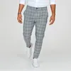 Calças Verão Men casual xadrez elásticas calças compridas para Male Sporting respirável Trabalho Pant Mens Com Plus Size