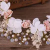 Headpieces Flowers Headbands Pearl Crystal Bridal Hair Accessories For Women Wedding Hairbands Handmade Tiara
