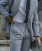 PINSTRIPE Business Mens Coat костюма высокого качества Двухбордовые смокинги Мужчины PROM Ужин Блейзер Костюм (Куртка + Брюки)