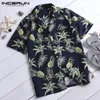 INCERUN 2020 Men Casual Shirt Print Short Sleeve Cotton Streetwear Holiday Beach Hawaiian Shirts Men Blouse camisa masculina 5XL