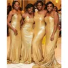 Siyah Kızlar Nijeryalı Afrika Denizkızı Nedime Elbiseleri Altın Sequins Tweetheart One Omuz Hizmetçisi Onur Elbiseleri 3 Stil Plus S2262516