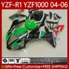 Kit bodywork per Yamaha YZF R 1 1000 cc YZF1000 YZF-R1 Green Black 2004 2005 2006 Body OEM 89NO.114 YZF R1 1000CC 2004-2006 YZF-1000 YZFR1 04 05 06 Fairing moto