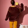 メリフルの冬の暖かいベルベットのパジャマのセットのための女性ファッションフランネルの女性の睡眠服スーツatoffホームぬいぐるみ女性の柔らかいナイトウェア201109