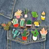 13st / lot emalj blandad färg kaktus brosch pins ornament jackor märke lapel pin smycken gåva till barn tjejer, xz1455 201009