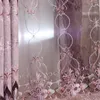 寝室のための豊富なヨーロッパのスタイルのカーテンの贅沢なハイエンドのセミシェーディングヴィラフロアの天井刺繍カーテンLJ201224