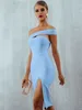 ADYCE One Shoulder Split Hem Cut Out Bodycon Dress SHE