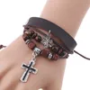 Neue Männer Frauen Punk Handmade Fashion Leder Seil Kreuz Geflochtene Armband Armband Manschette Armreif Kostenloser Versand