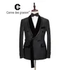 Cenne des Graoom Nieuwe Mannen Pak Kostuum Tuxedo Twee stukken Elegant Design Velvet Revers voor Bruiloft Groom Singer DG-Black 201106