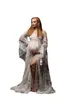 Illsuion Lace Nightgowns Long Nupcial Boudoir Robe Sleepwear Aniversário Robe Festa de férias Personalizado Feito vestido para fotografia