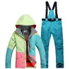 Skijacken Winter-Langlauf-Skianzug Damen Damen Winddichte wasserdichte Jacke Snowboardhose Thermo-atmungsaktives Bergset