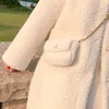 Nerazzurri kış uzun beyaz sahte kürk mantar kadın kollu damla omuz yumuşak ışık ry karakul artı beden moda 201029