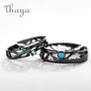 Thaya CZ Melkweg Zwarte Ringen Blauwe Heldere Zirconia Ringen 925 Zilveren Sieraden voor Vrouwen Minnaar Vintage Boheemse Retro Gift 220119
