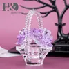 Dekorativa Objekt Figuriner HD 7 Färger Kristall Rosor Korg Blomma Collectibles Art Glass Craft Porch Ornaments för heminredning Bröllop